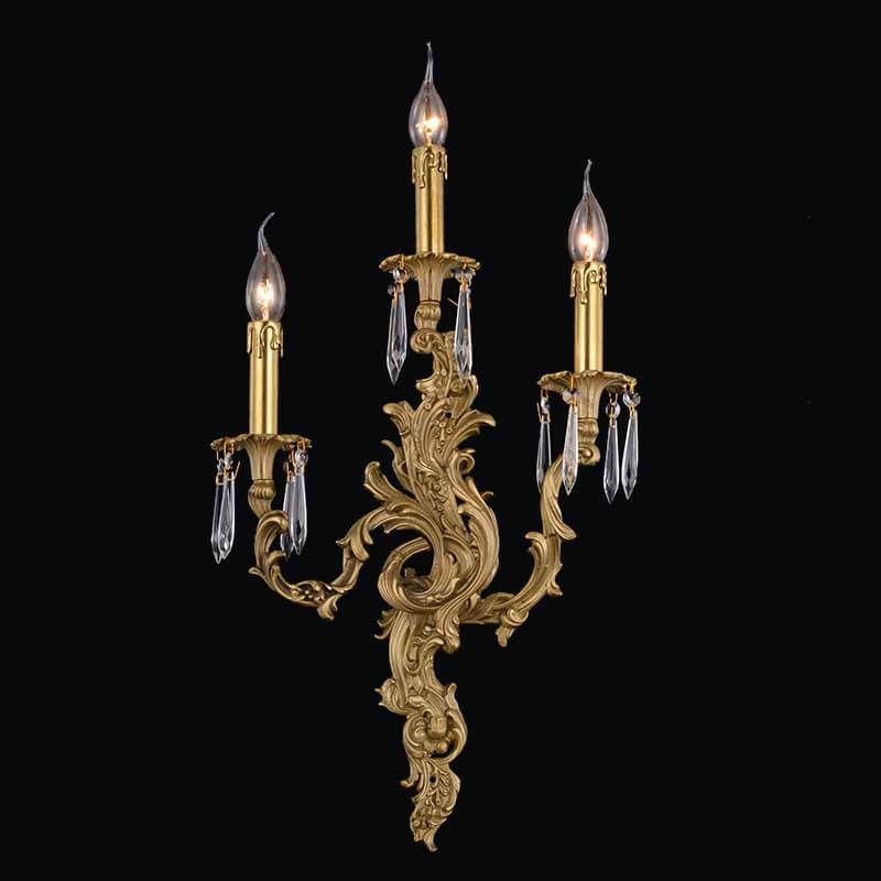Retro 3 Branches Wall Lamp Creative European Style Candle Copper Lights For Corridor Balcony HL-L3